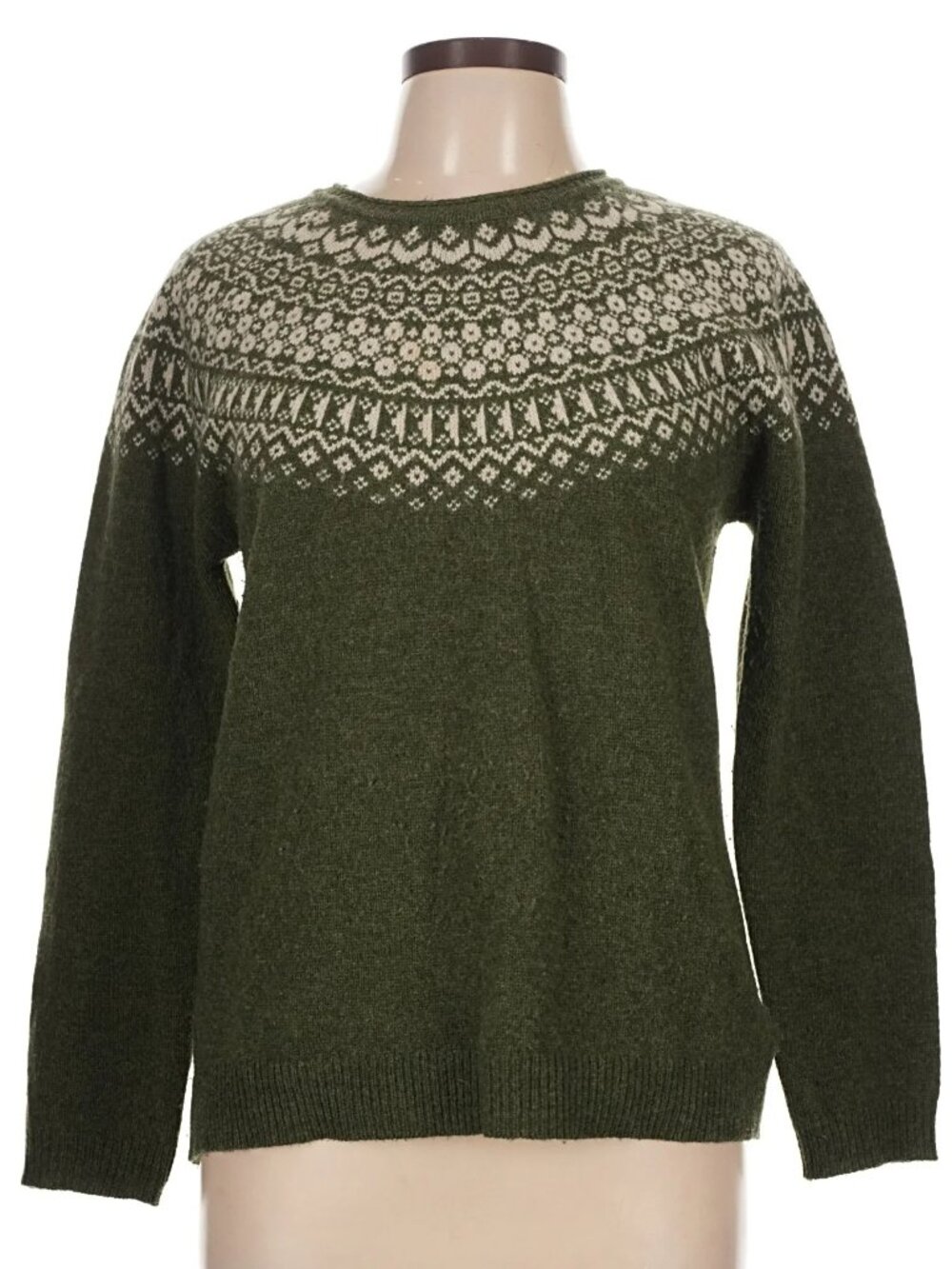 Tabitha Webb Lambswool Fair Isle Pullover Sweater in Green | Size: Medium